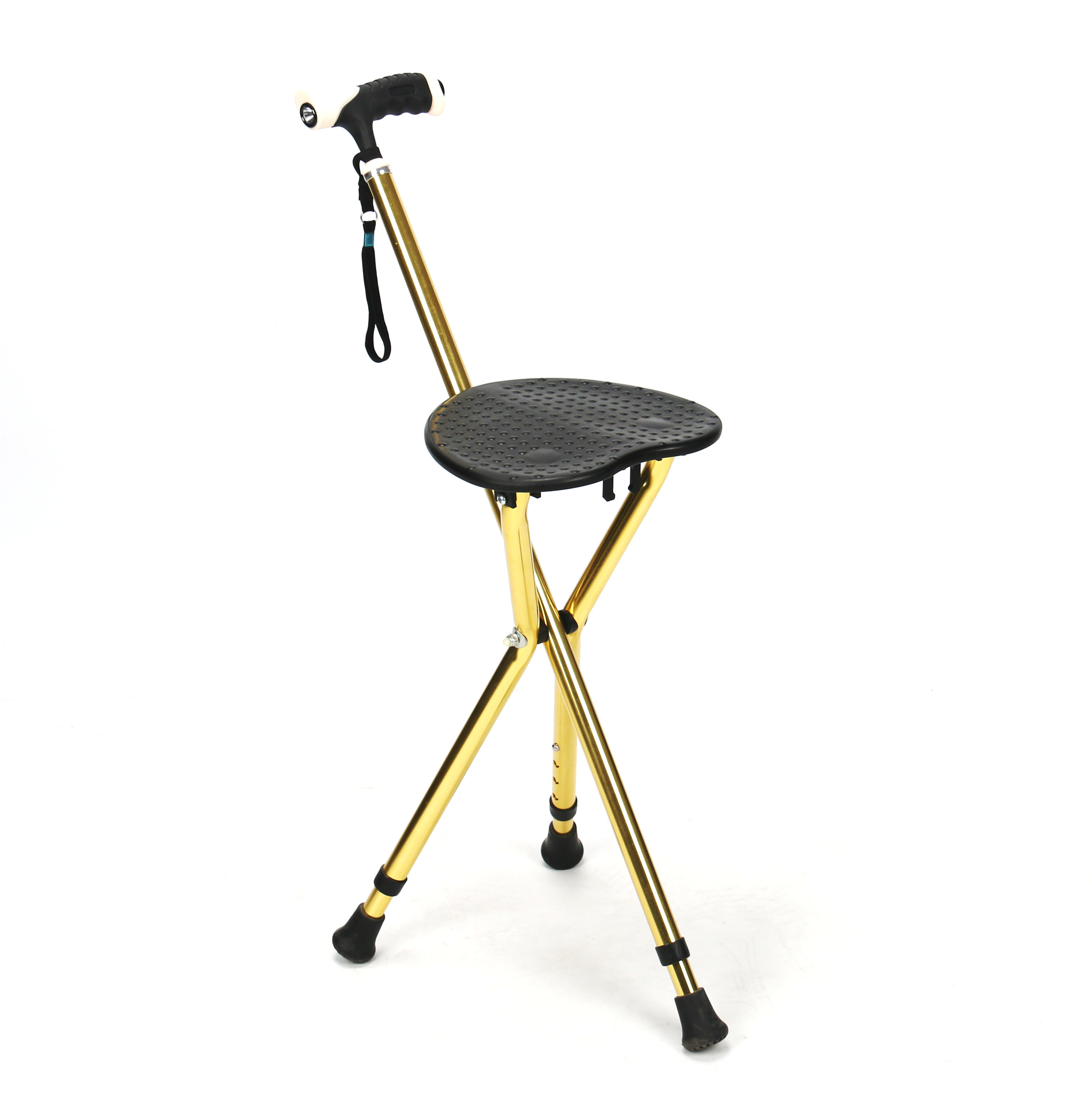 88cm Walking Aid Walker Flashlight Handle Four Feet Aluminum Frame Steel Stand Crutches