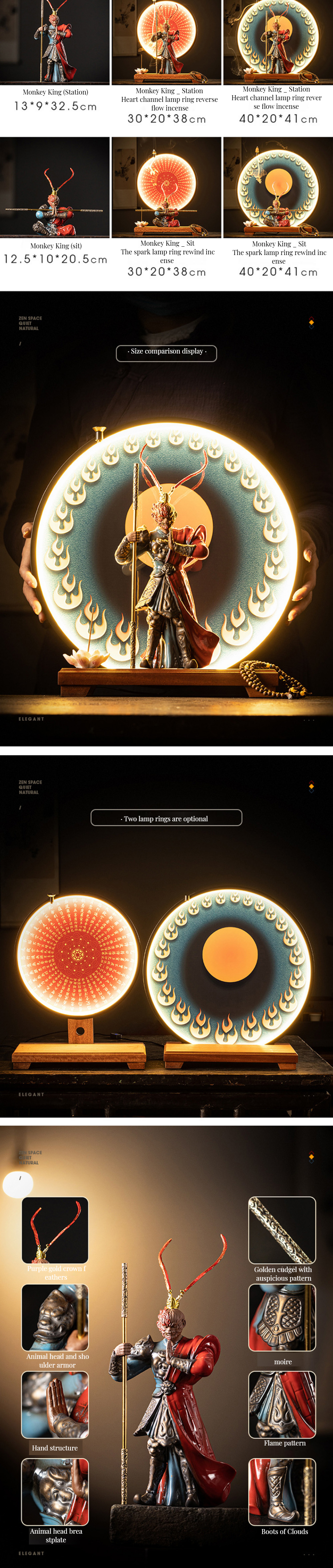 2024 Black Myth Wukong LED Light Incense Burner Contemporary Design Style Home Decor