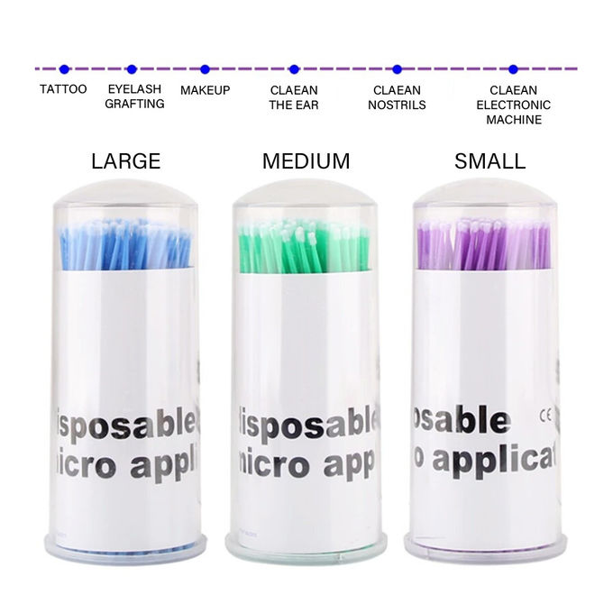 Plastic Micro Brushes Cotton Swab Applicators Tube Glue Removal Lashes Graft Tools