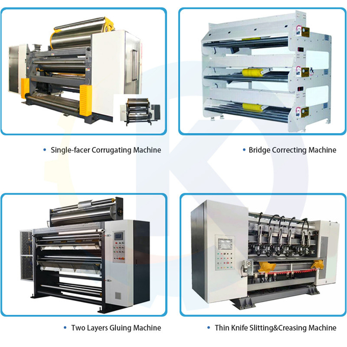 High Speed Corrugated Board Making Machine With Conveyor Bridge And Gluing Machine