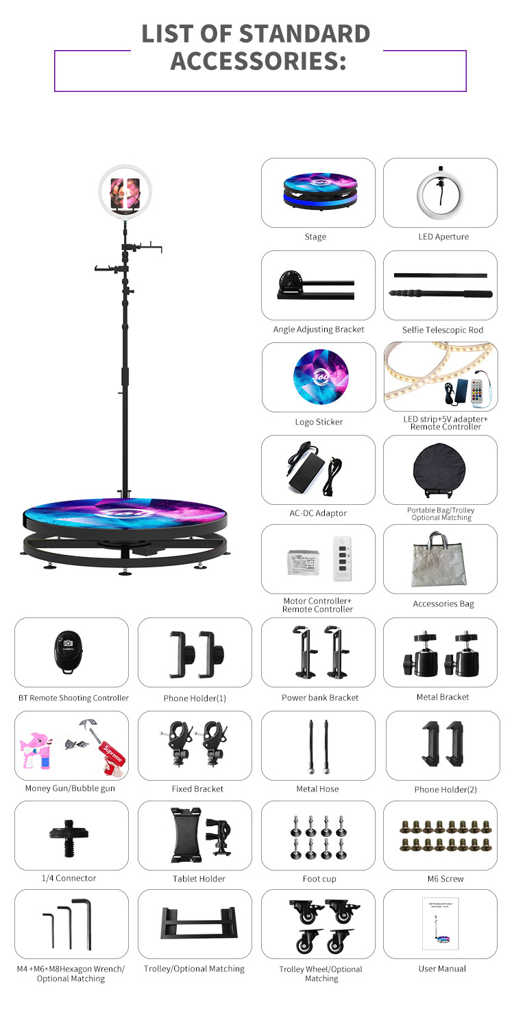 Ring Light LED 360 Photo Booth Slow Motion Rotating For Tiktok Live Stream