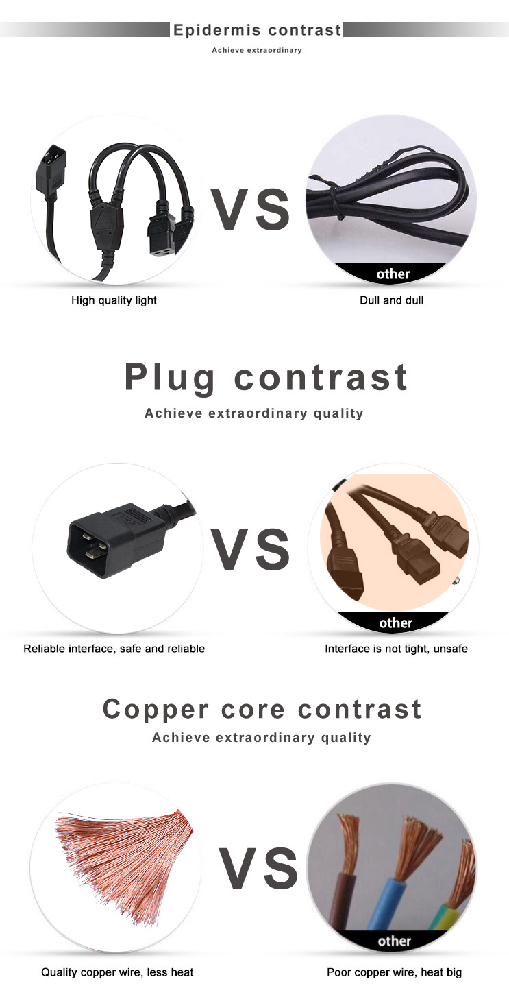 C20 Male To Iec Socket C19 15A Black H05vvf 3G 1.5Mm 250V 10A 13A 16A Supply Power Cord