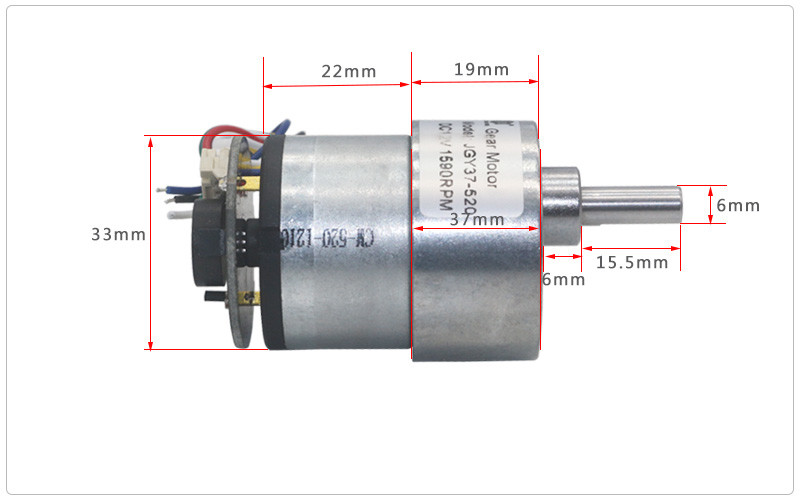 600rpm 24V Small DC Gear Motors With Hall Encoder