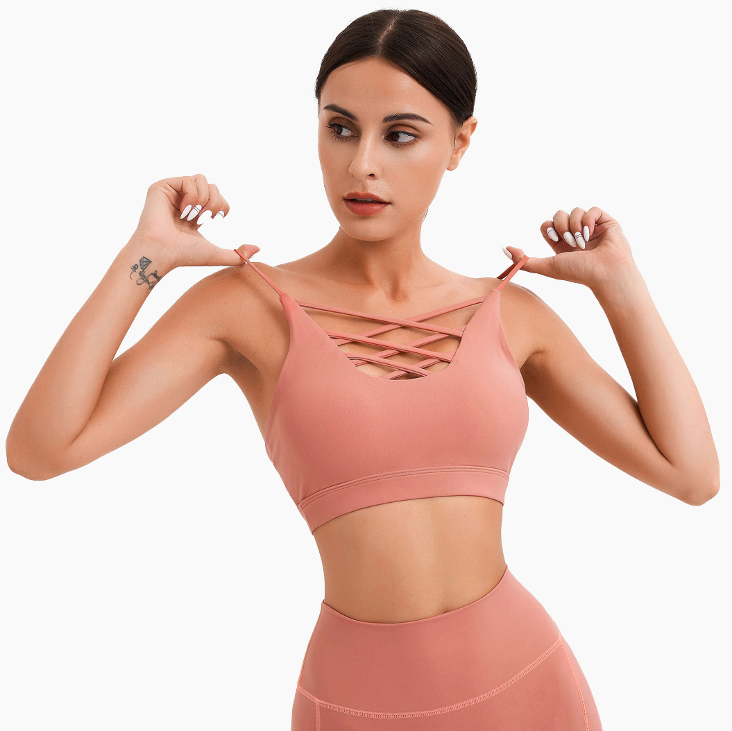 XS-4XL Breathable Ladies Sports Bras Solid Gym Push Up Crop Tops For Running