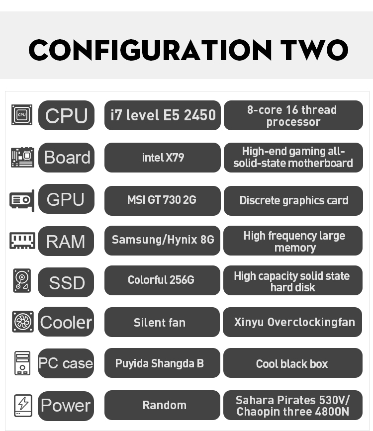 intel X79 Board Gaming PC Desktops Xeon E5 Series CPU GTX 1050 TI 4G