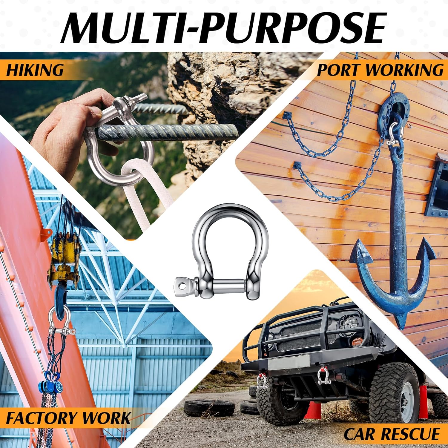 Precision Casting Technology Heavy Duty D Ring Shackle for Bow Rigging Applications