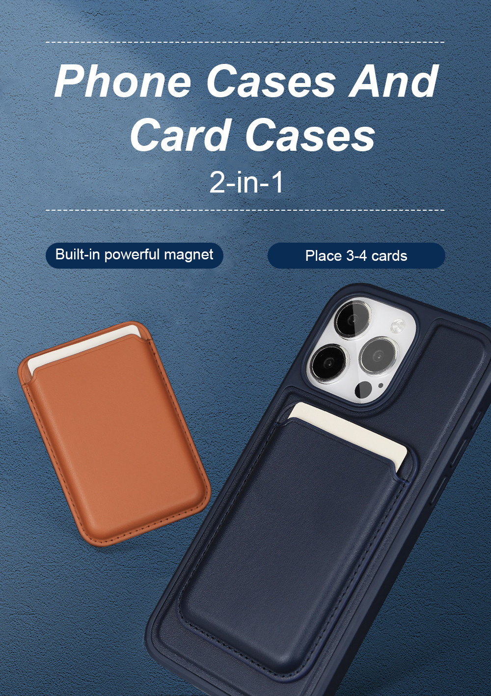 Custom Leather Magnetic Card Holder Wallet Shockproof For IPhone Samsung