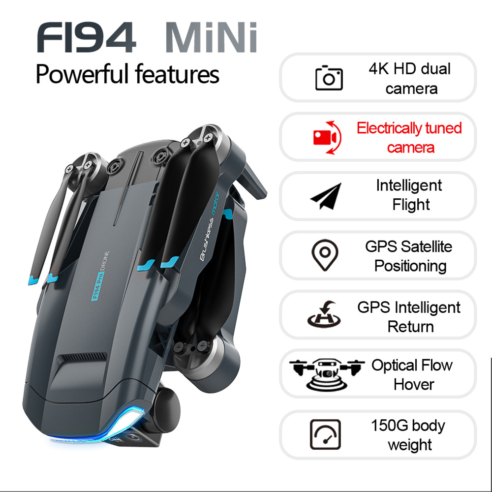GPS Dual Camera Foldable Mini Drone F194 for Aerial Photography and Remote Control