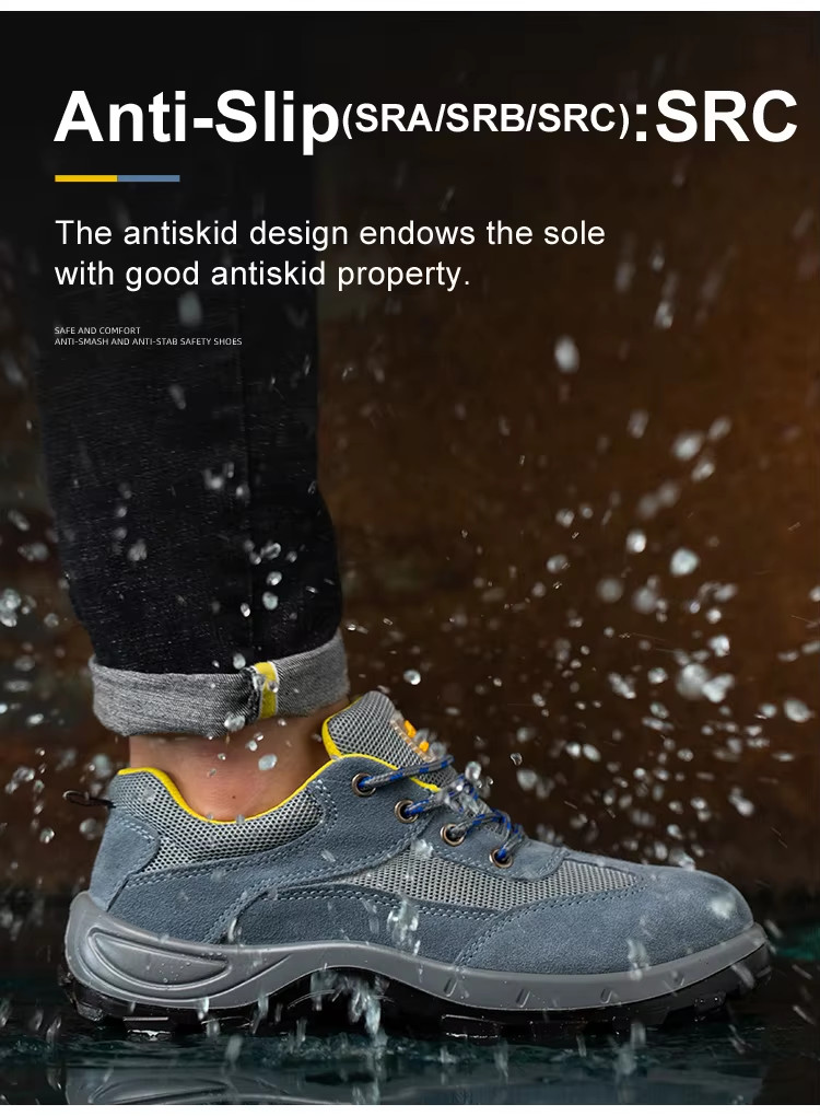 Breathable Industrial Safety Shoes Yellow Leather Steel Toe Boots For Men