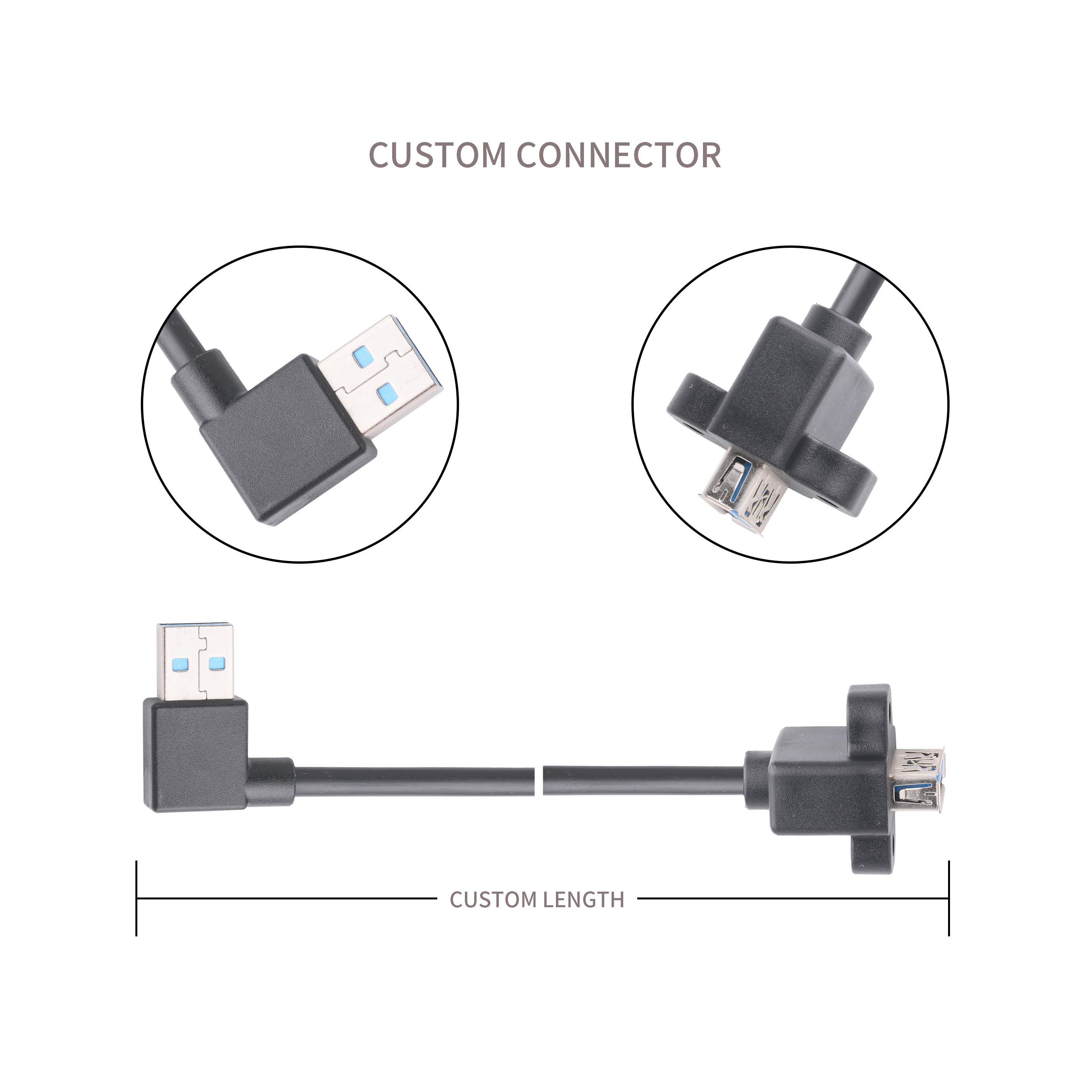 Black Oem / Odm Usb 3.0 Extension Cable Iso9001 Certification