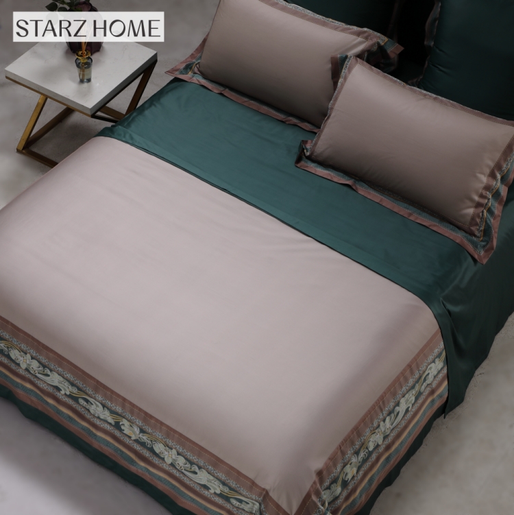 60S Floral Pattern Custom Comforter Cotton Bed Sheets for King Size Luxury Bedding Set