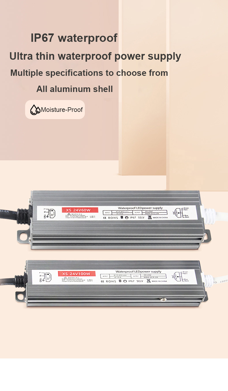 Single Output Waterproof LED Driver 60-400W AC180-264V DC 12V 24V Switch Power Supply