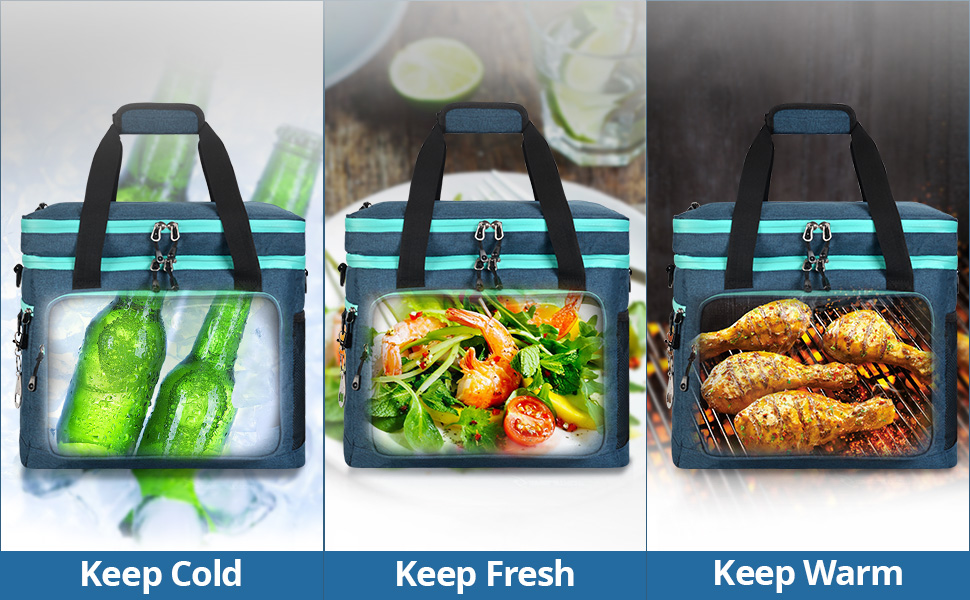 2 Double Layer Insulated Collapsible Lunch Bag 60 Can Large 15x10x14"