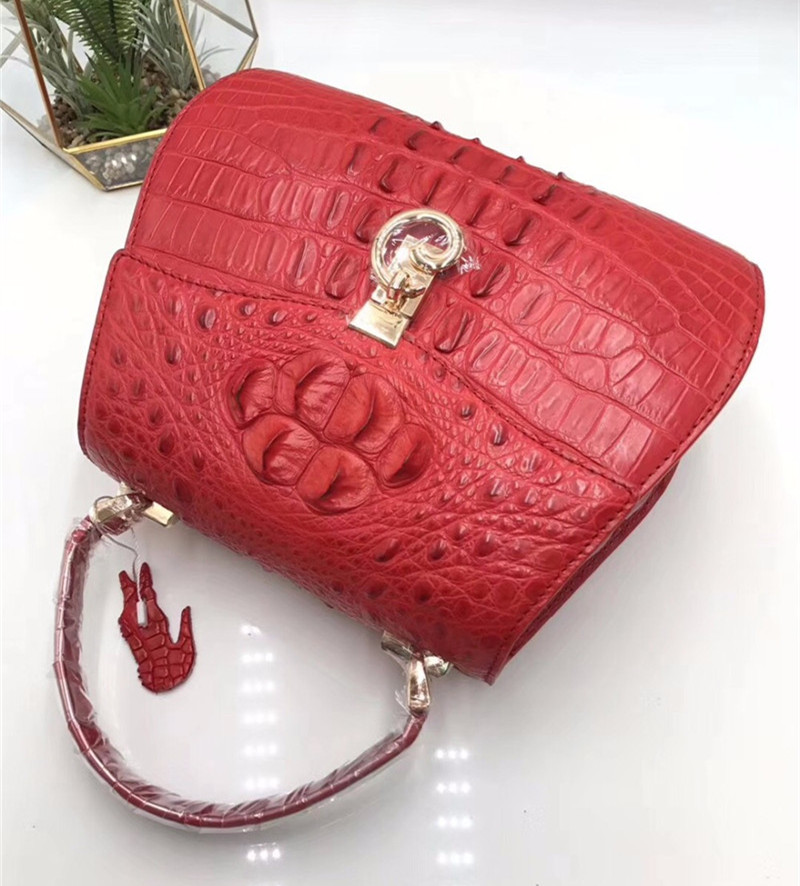 Authentic Crocodile Skin Lady Saddle Purse Genuine Alligator Leather Female Small Handbag Women Crossbody Shoulder Bag