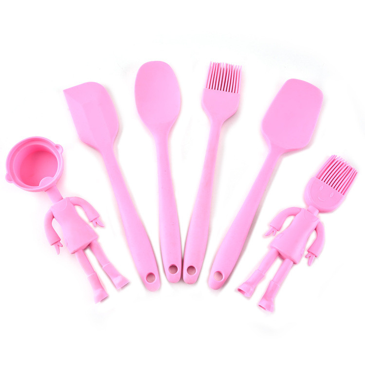 Country Kitchen Set Of Five Silicone MINI Kitchen Utensil Set Silicone Kitchen Baking Tools Whisk Tong, Spatula, Spoon