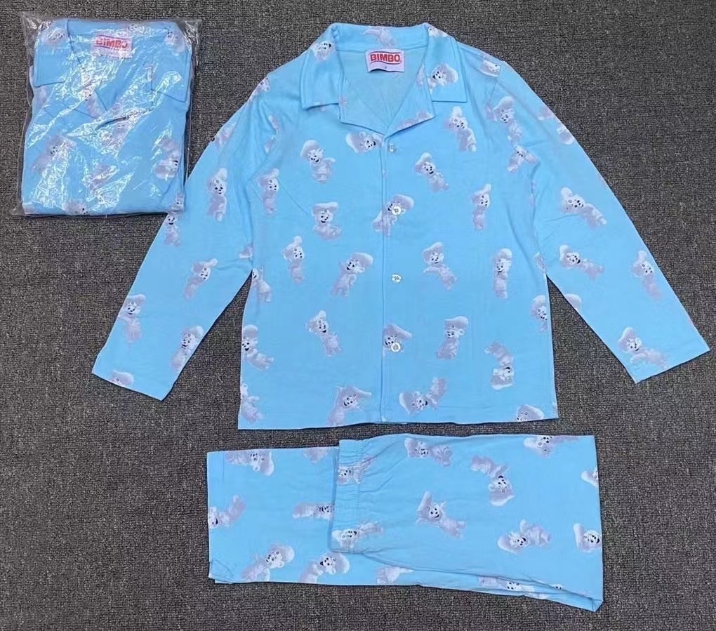 Kids 2 Pcs Blue Print V Collar Top And Pants For Autumn