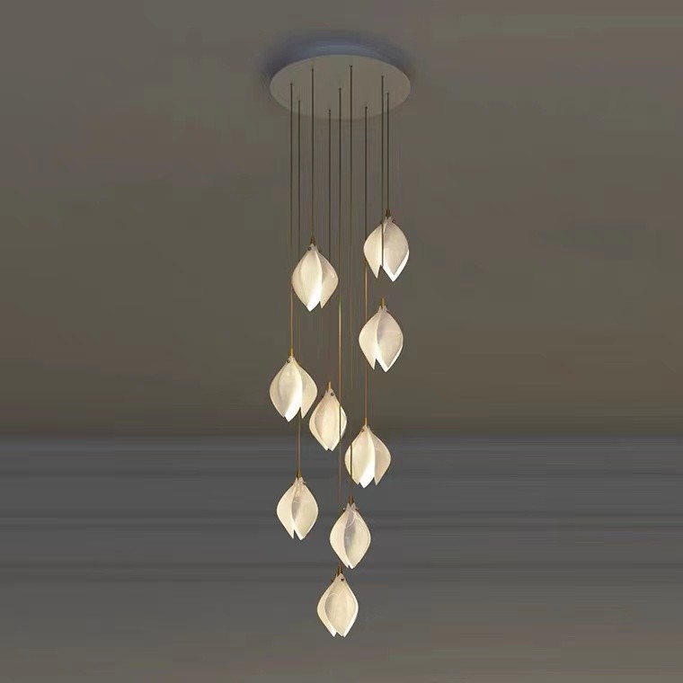 Ceramic Porcelain White Flower Decorative Chandelier Wedding Pendant Lamp For Hotel