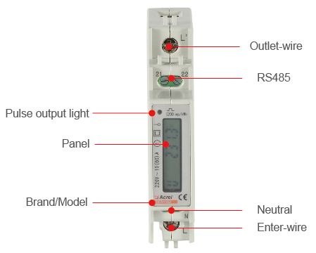 220V 50HZ MODBUS RTU Din Rail Single Phase Electronic Energy Meter ADL10-E