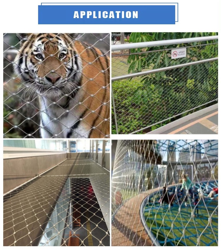 20mm to 200mm Mesh Size Architectural Decorative Stainless Steel Wire Rope Mesh with Woven Technique