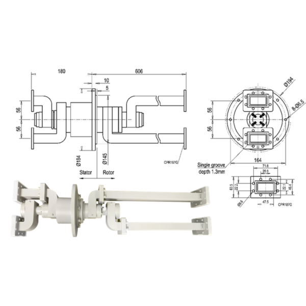 Waveguide Rotary Joint with IP65 Protection, 50 Million Revolutions Lifetime, and Aluminum Alloy Housing for Radar and Satellite Communication