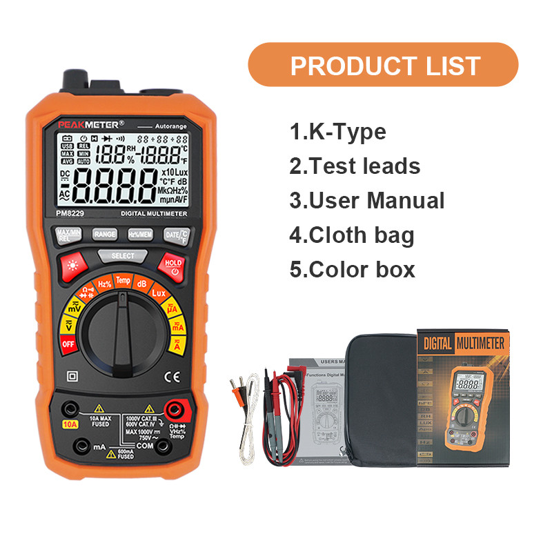 Commercial Auto Range Digital Multimeter With Relative Sound Level Meter Function