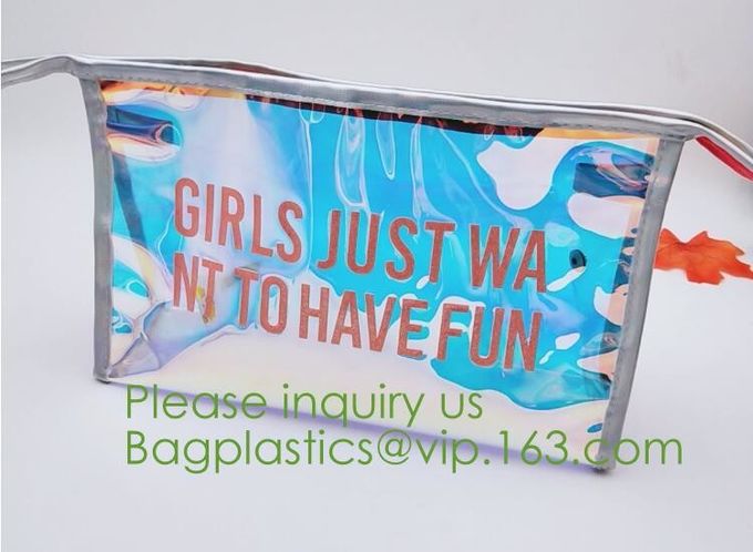 holographic pvc bags, holographic packs, holographic pouch bags, holographic metialized cosmetic make up, holographic PU