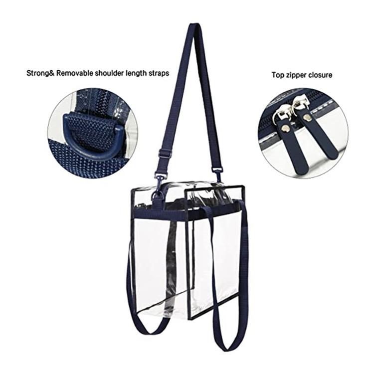 Plastic Tote Bag With Zipper Closure Transparent