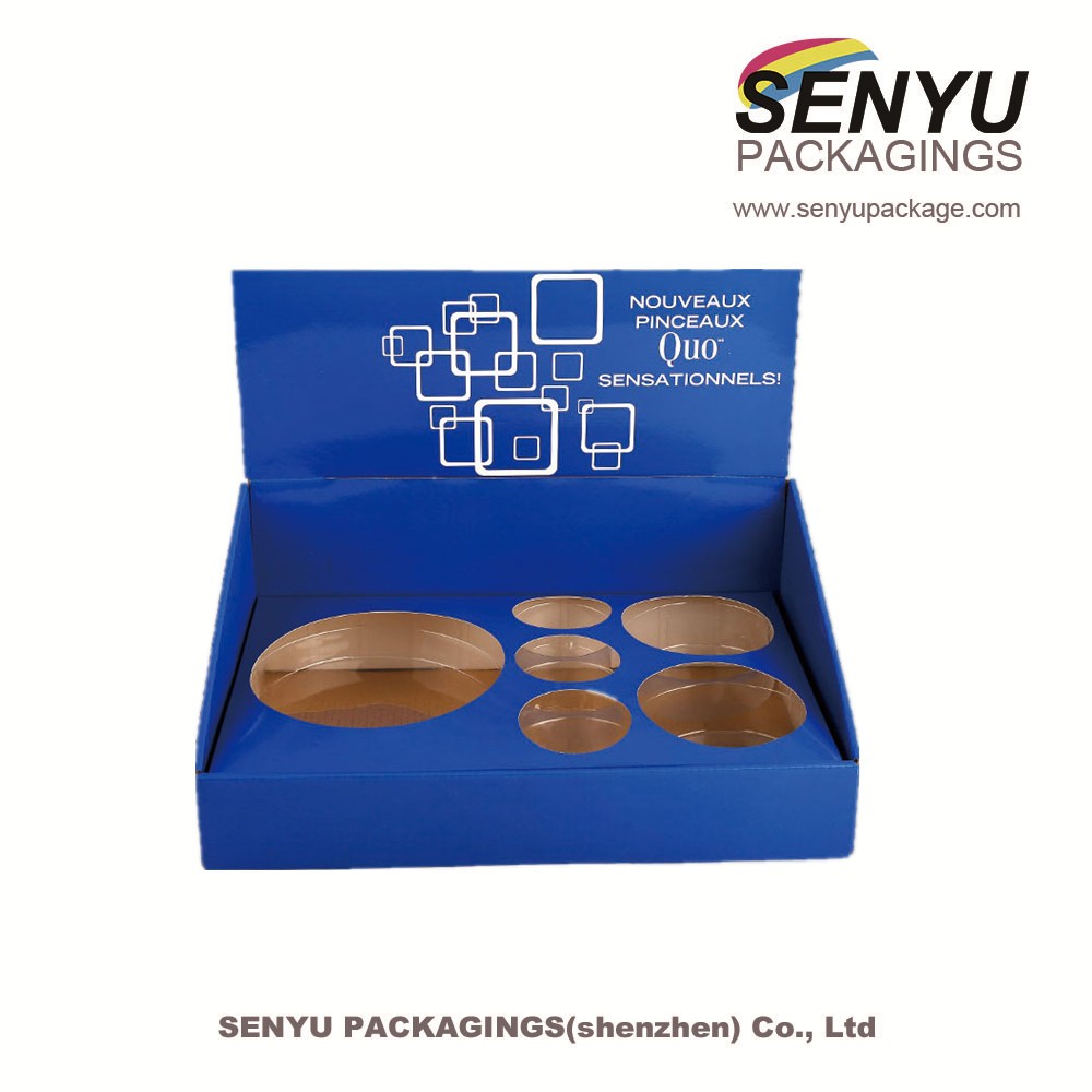 Cardboard Tabletop Display Stands Cosmetics Round Hole Storage