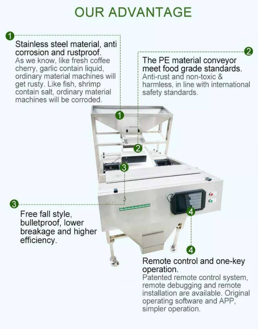 CCD Seafood Color Sorting Machine Stainless Steel Seafood Color Sorter