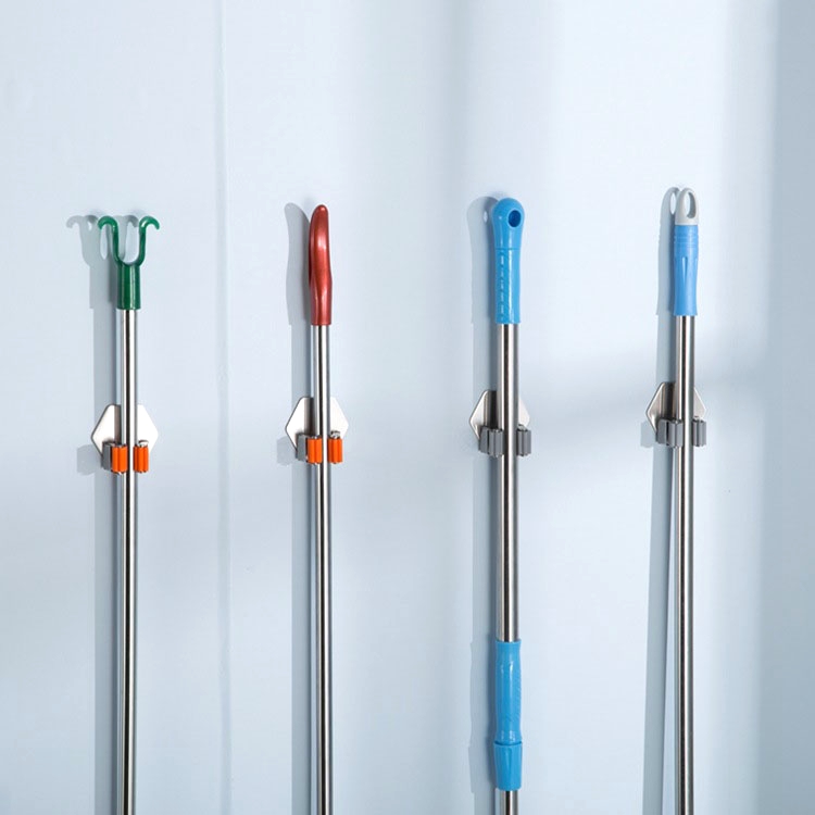 Custom Broom Holder and Mop Handles Organizer stainless steel Mop Broom Holder silicone Mop Handle Holder