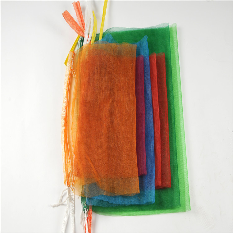 Convenient Tie String Recycled PE Monofilament Mesh Vegetable Bags for Fresh Produce