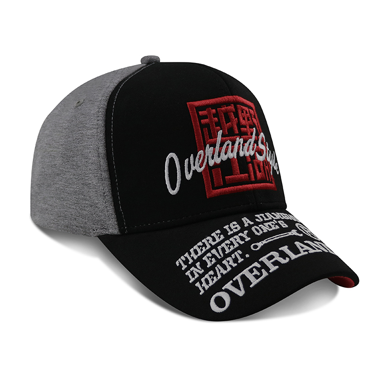 Wholesale Fashion 3D embroidery design black and grey baseball cap