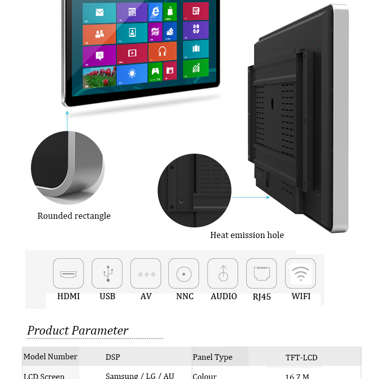Super Slim! Wall Mounting stand alone lcd digital sinage