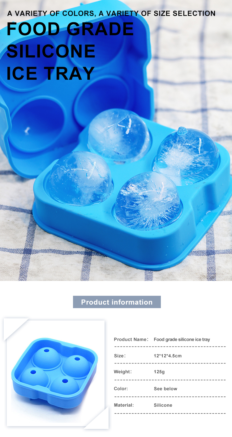 4 Cavity Non Toxic Silicone Spherical Ice Cube Maker