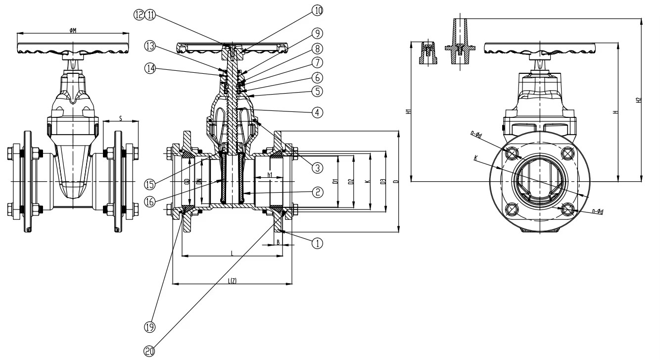 3 Inch PN16 Manual Cast Iron Water Pressure Reducing Resilient Seated Gate Valve