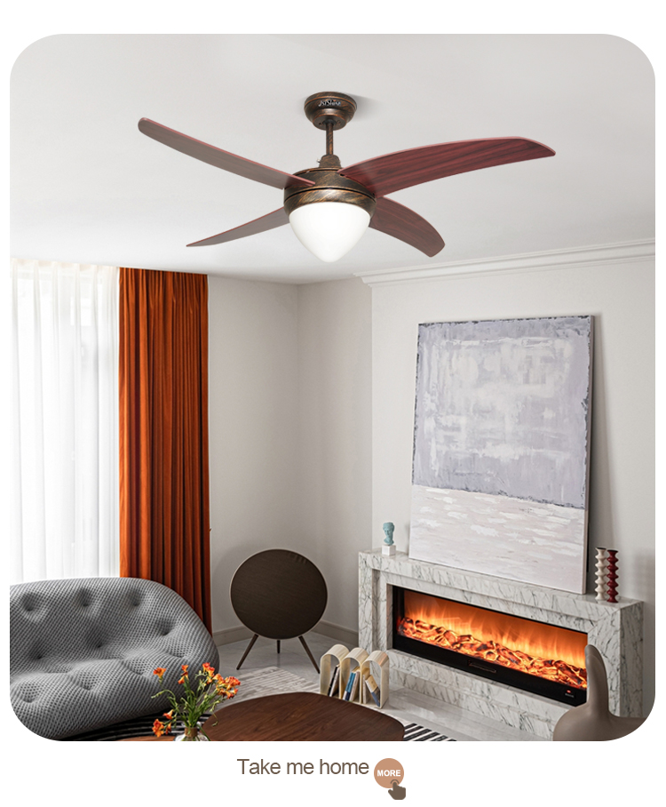 48 Inch Luxury Electrical Ceiling Fan with LED Light Source and Modern Design Style