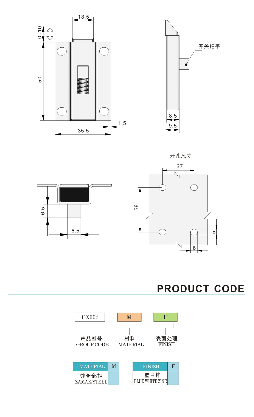 Symmetrical Cabinet Toggle Latch Zinc Alloy Spring Latch Pin Door Hinge Spring Pin