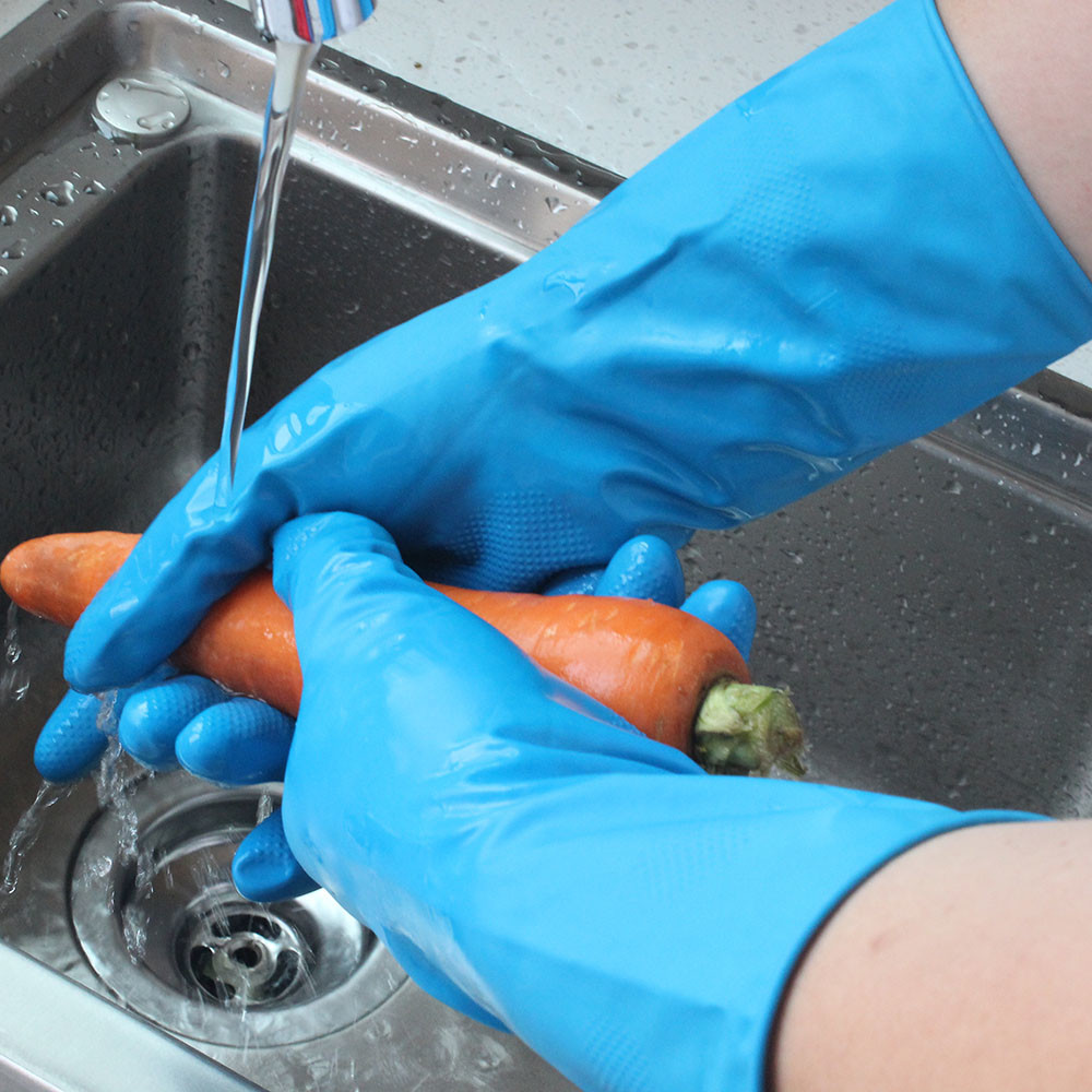 Anti Oil Latex Dishwashing Gloves , Rubber Gloves For Washing Dishes