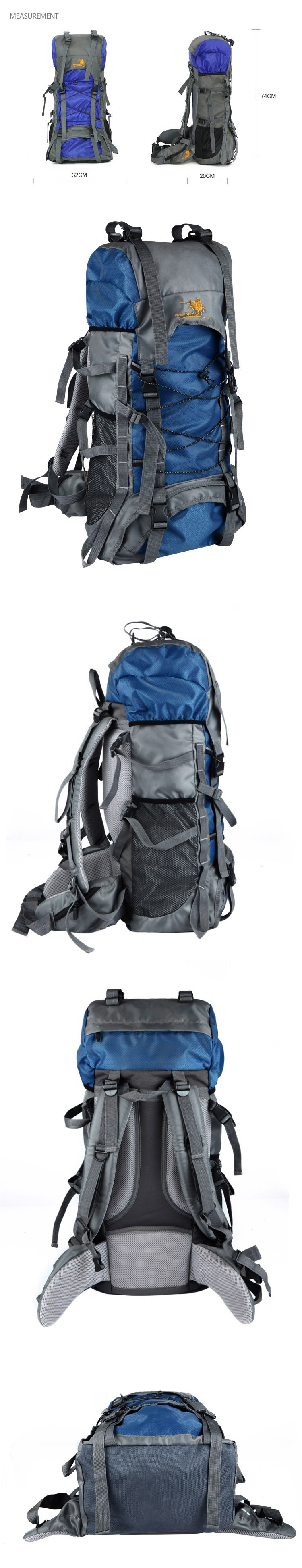 Blue 60L Waterproof Camping Backpack BSCI Mountain Climbing Backpack