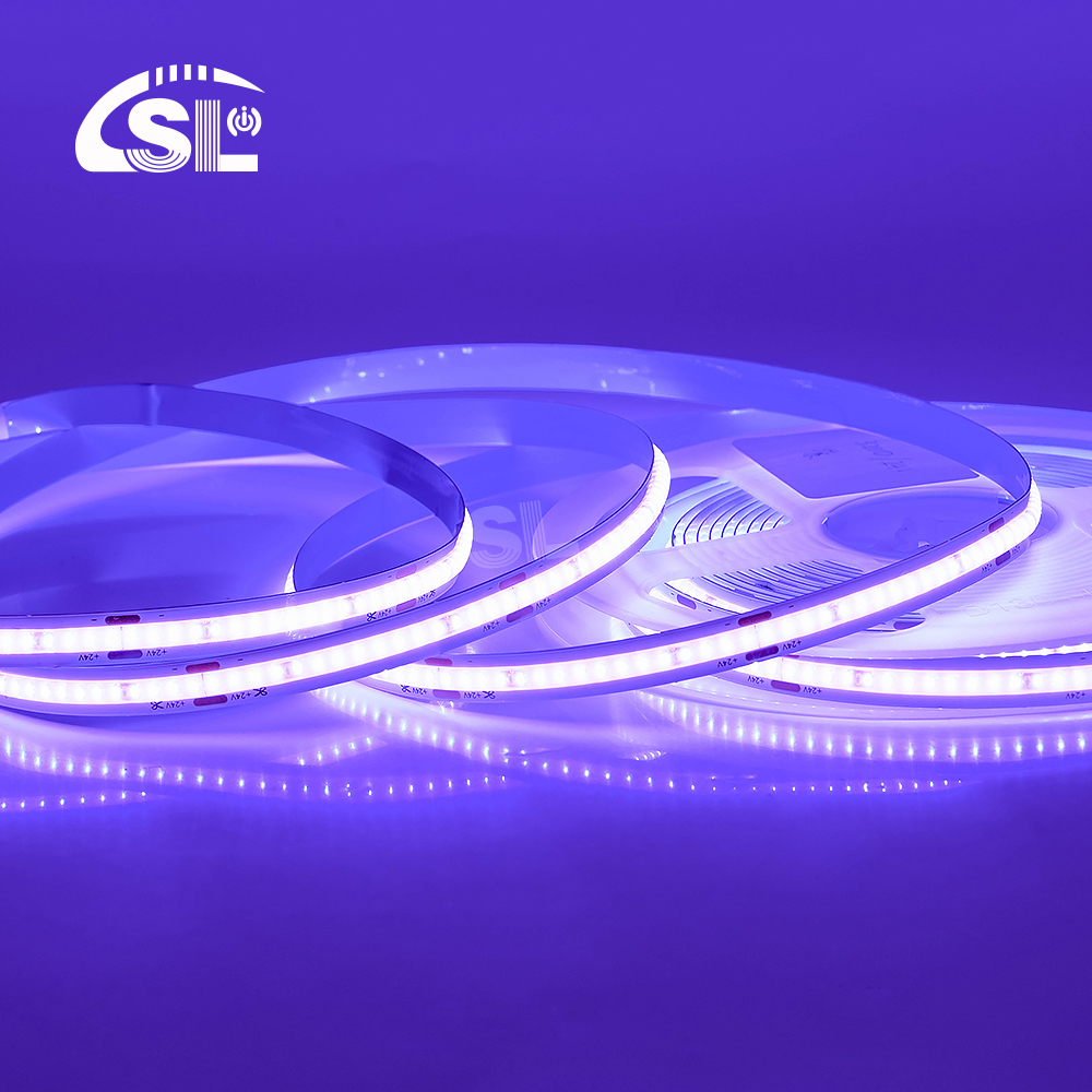 Experience the Magic of 24VDC Electroplate COB 320Ds 8mm Ra 85 Purple LED Light Strip