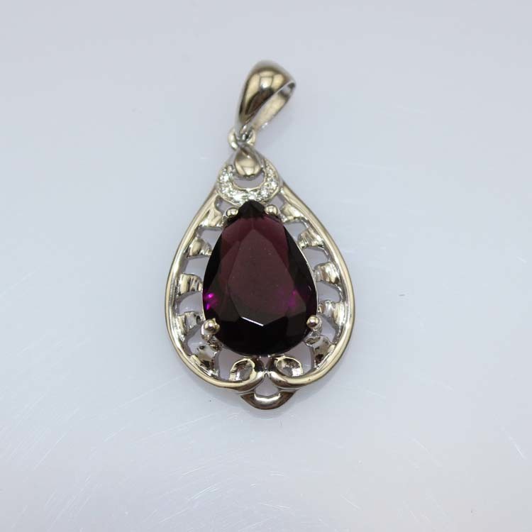 Fashion 9mmx12mm Pear Shape Purple Cubic Zircon Pendant(PSJ0395)
