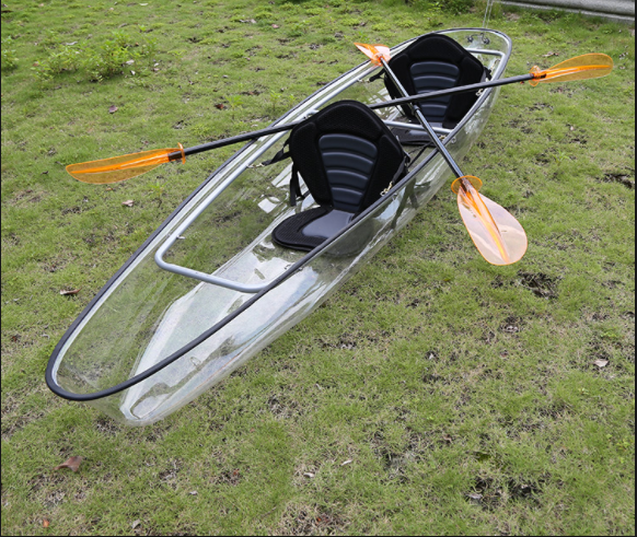 Double Polycarbonate Plastic Crystal Clear Canoe Kayak For Two Person