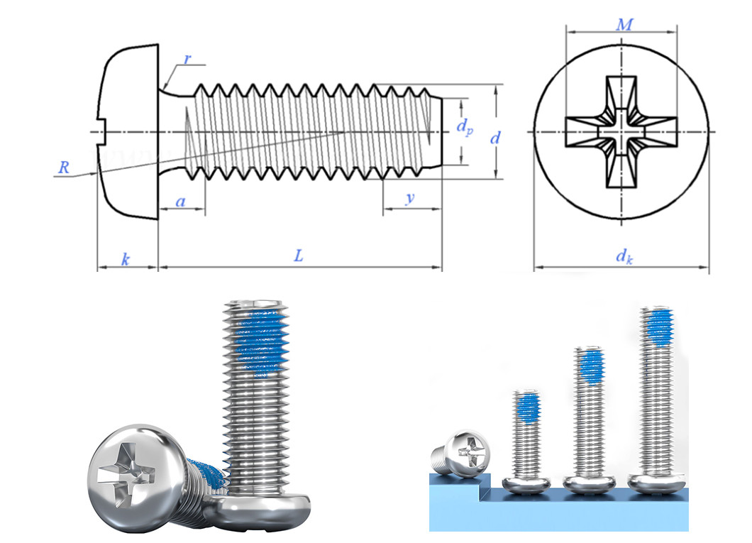 Customized Stainless Steel Machine Screws 6mm - 50mm Pan Head Phillips Screws