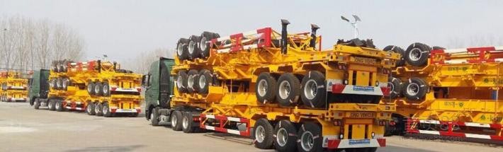 Yellow Semi Commercial Flatbed Trailer , 40 Ton Flatbed Tractor Trailer