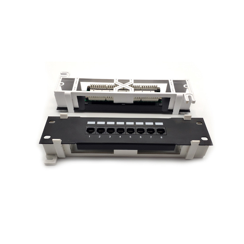 Black 1U 2U Metal Pre Terminated Ethernet Patch Panels With Cable Management