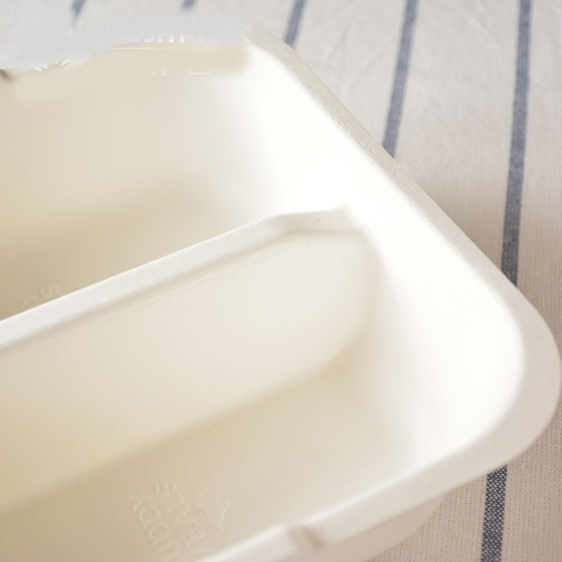 Disposable Pulp Pet Travel Bowl Cat Dog Food Basin Dry Wet Two Grid