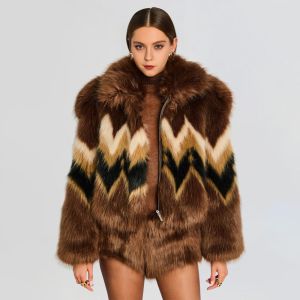 Faux Fur Patchwork Bomber Jacket