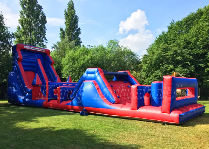 Inflatable Boot Camp Obstacle Courses Blue & Red Customized Commercial Activities Game