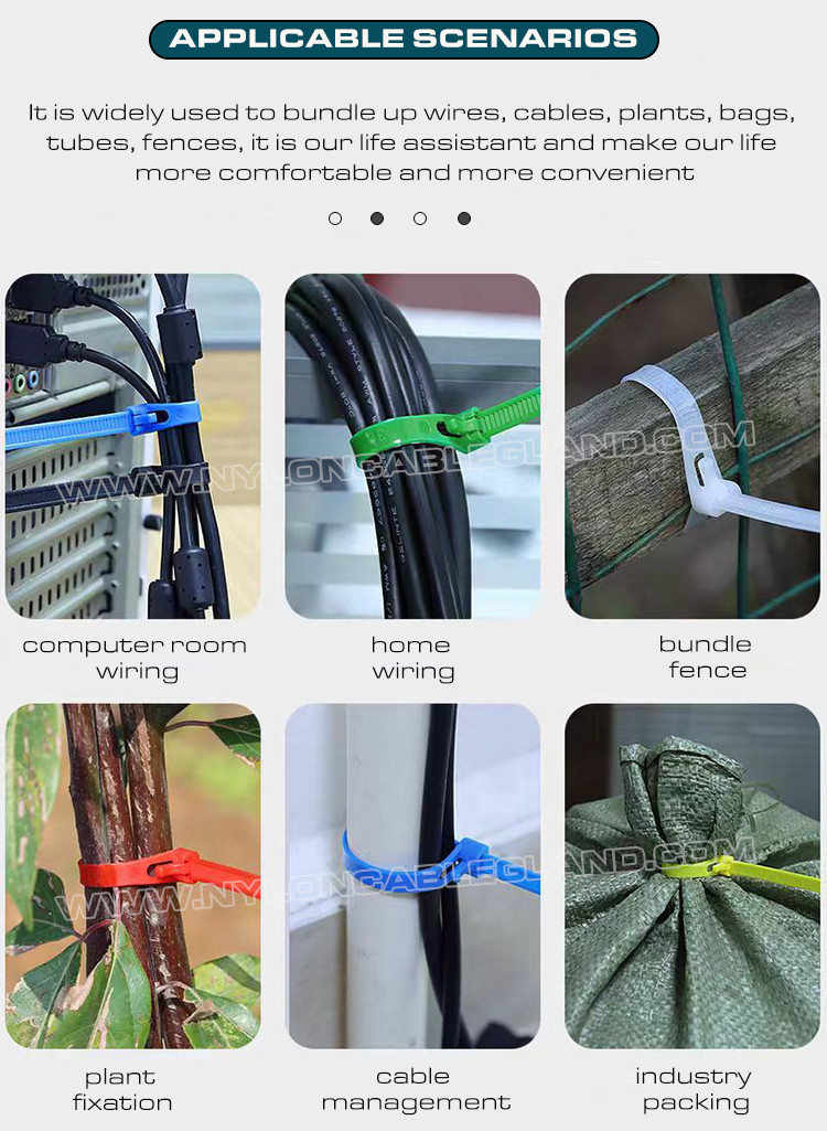 Releasable Zip Cable Tie Plastic Colorful 300mmx7.6, Ø10~82mm Adjustable Cable Strap Reusable Cable Tie Strap (50lbs) Nylon 66, 94V-2 for Indoor &