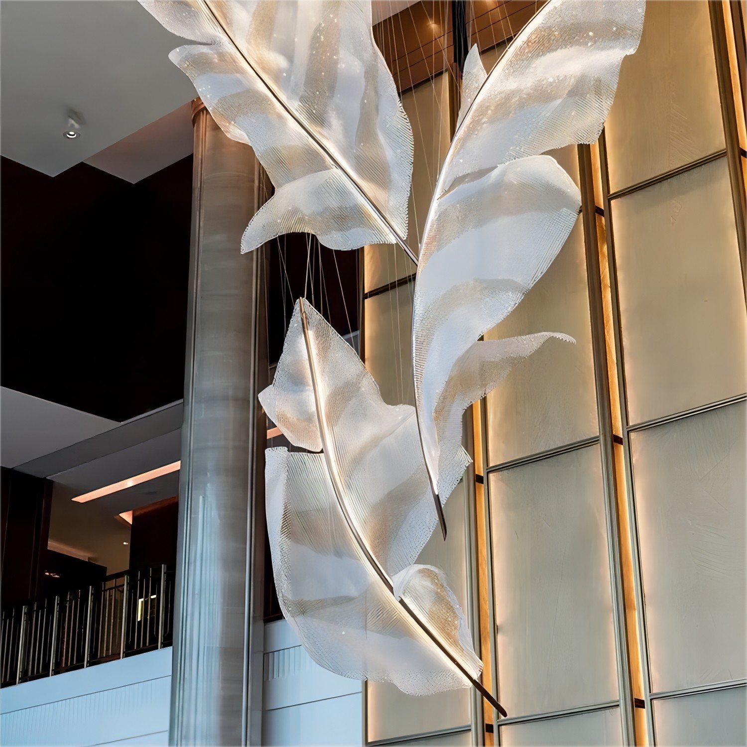 Custom Made Leaf Pendant Light Large Lobby Chandelier Modern Glass Decoration Lighting